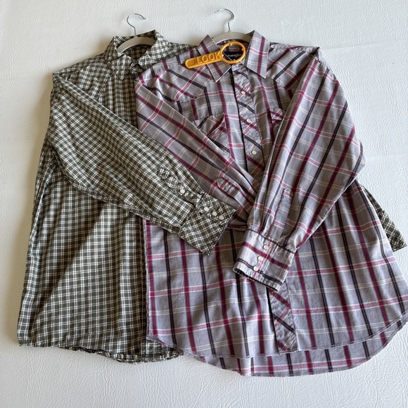 Lakin McKey Trading Co. Other - 2 Shirt Mixed Lot Lg Shirt Pearl Snap Lakin Mckey Wrangler Cowboy Western Ranch